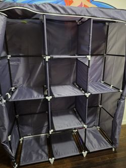Grey portable closet organizer