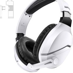 Wireless Gaming Headset with Noise Canceling Microphone for PS5, PC, PS4, 2.4G/Bluetooth Gaming Headphones with USB and Type-c Connector, Wired Mode f