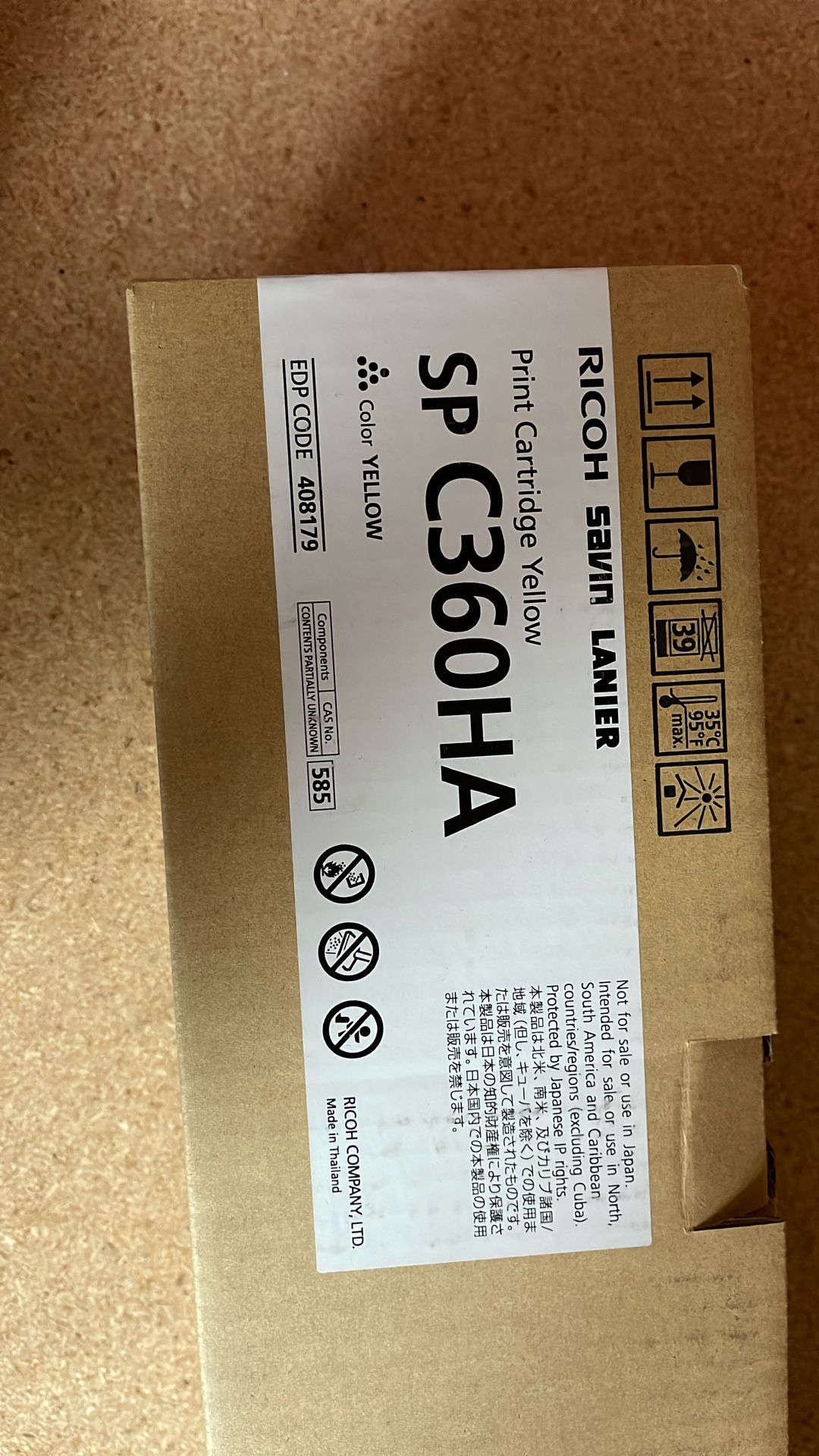 Ricoh Print Cartridge, Yellow Spc360Ha