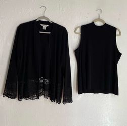 Misook Black 2 Pc Cardigan Set Size XL