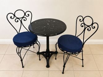 Black Marble Bistro Table Set