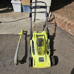 Ryobi 40V Brushless Lawn Mower, Edger & 2 batteries.