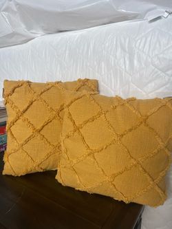 Mustard Yellow Tufted Throw Pillows Set of 2