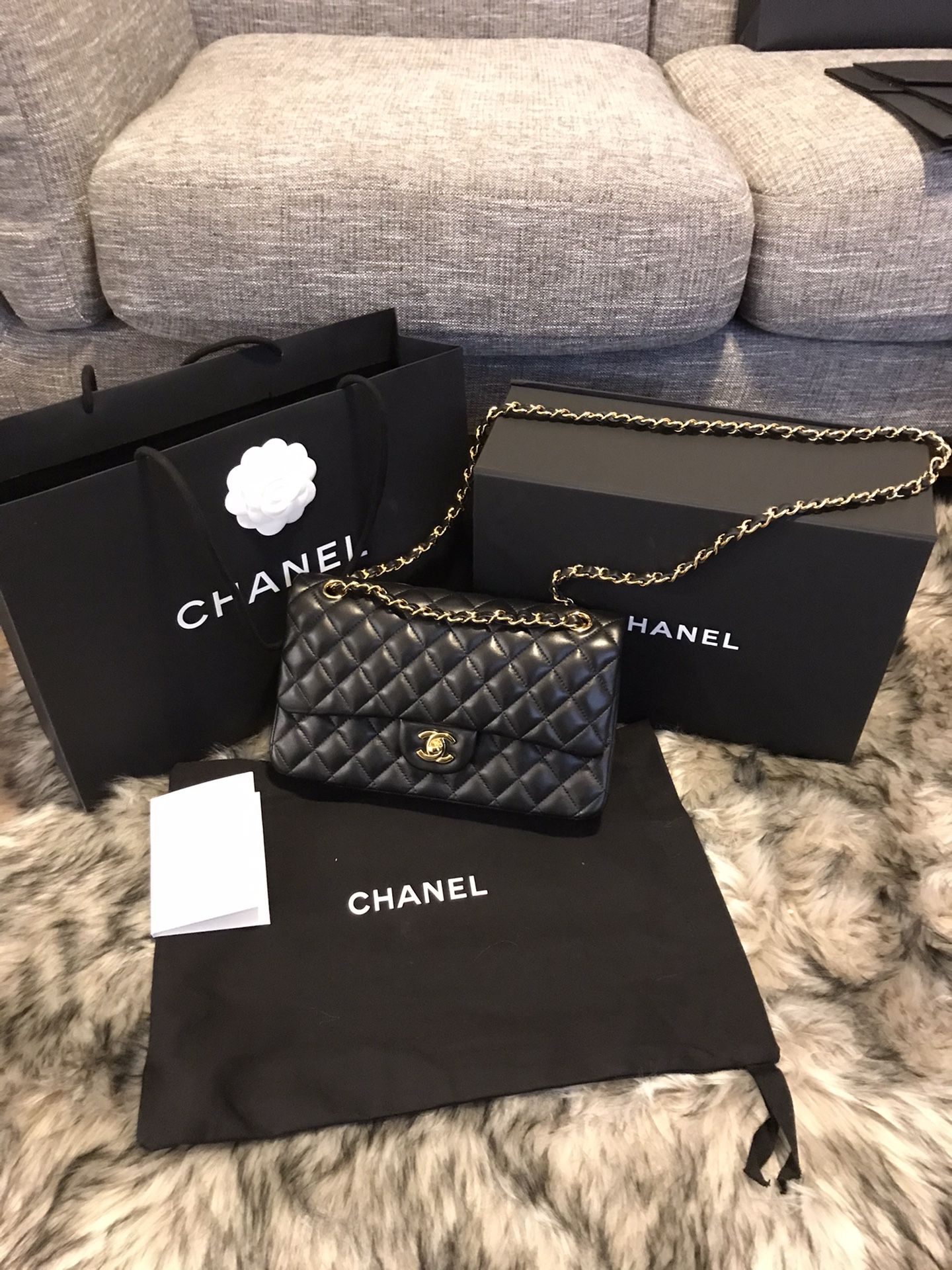 Chanel classic lambskin double flap bag