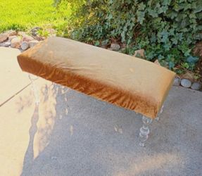 Bench - Ottoman - Vanity Seat /Bench - Velvet Upholstered - Sturdy Acrylic Legs 