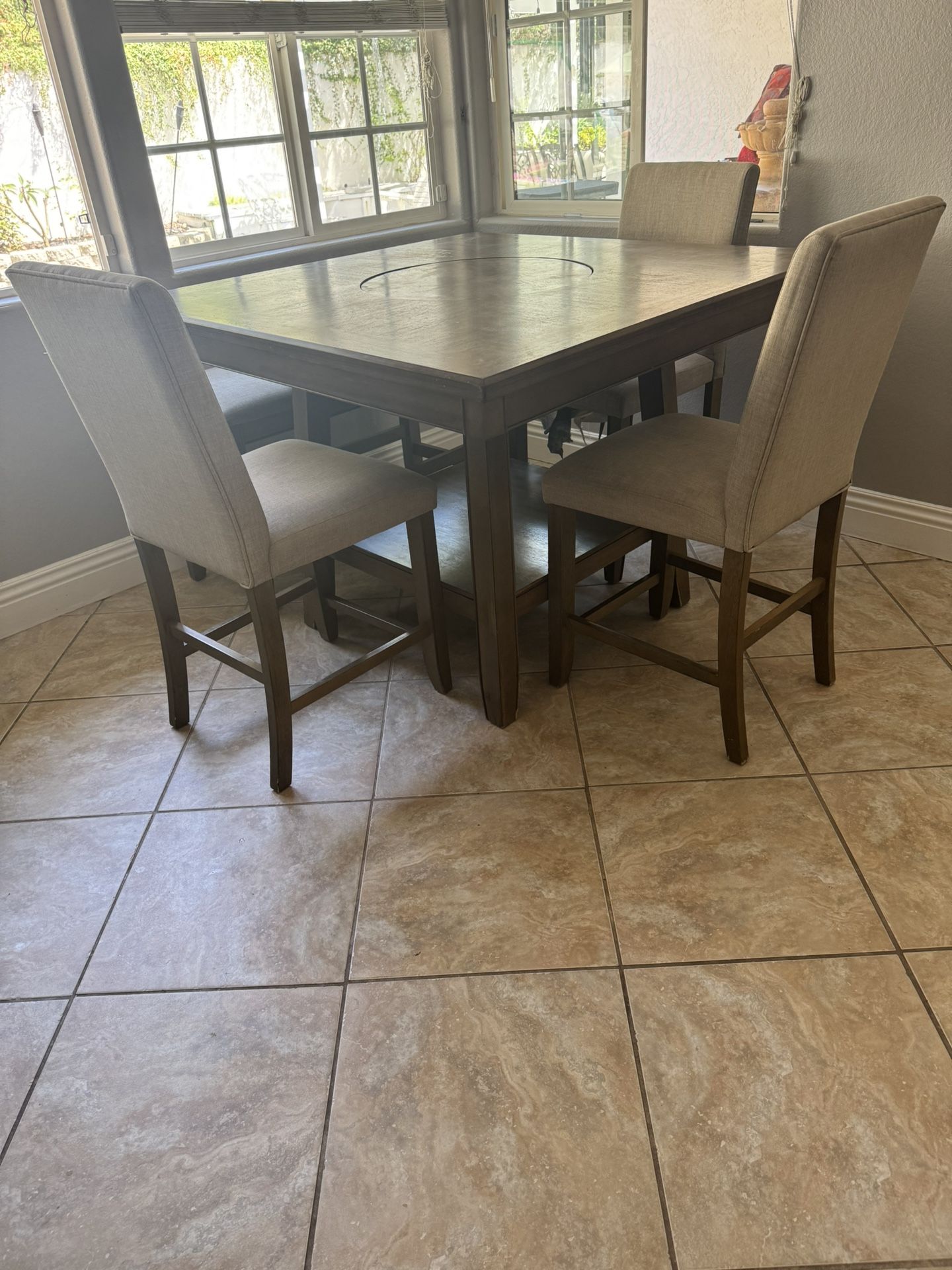 Tall Dining Table with Lazy Susan Center 