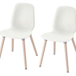 Set of 2 Ikea LEIFARNE Chairs - White with Wooden Legs
