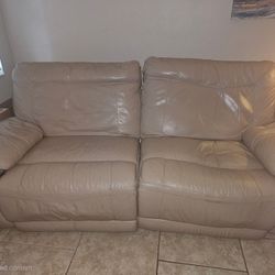 FREE Two Beige Leather Couches 7ft