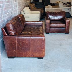 Waxed Leather Sofa Set -Delivery Available