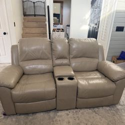 Beige Reclining Love Seat