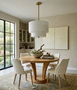 Stunning VAUGHAN BENZ Mid-Century Modern Round Pedestal Dining Table - Solid Wood