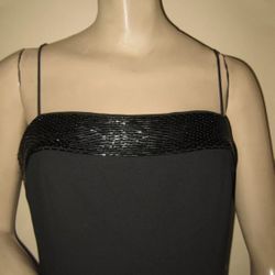 New Black Cocktail Dress With Sequence Shawl, Size 12 Petite