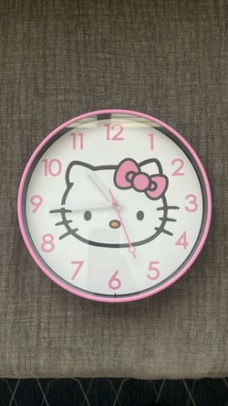 Hello Kitty Pink Round Wall Clock 10”