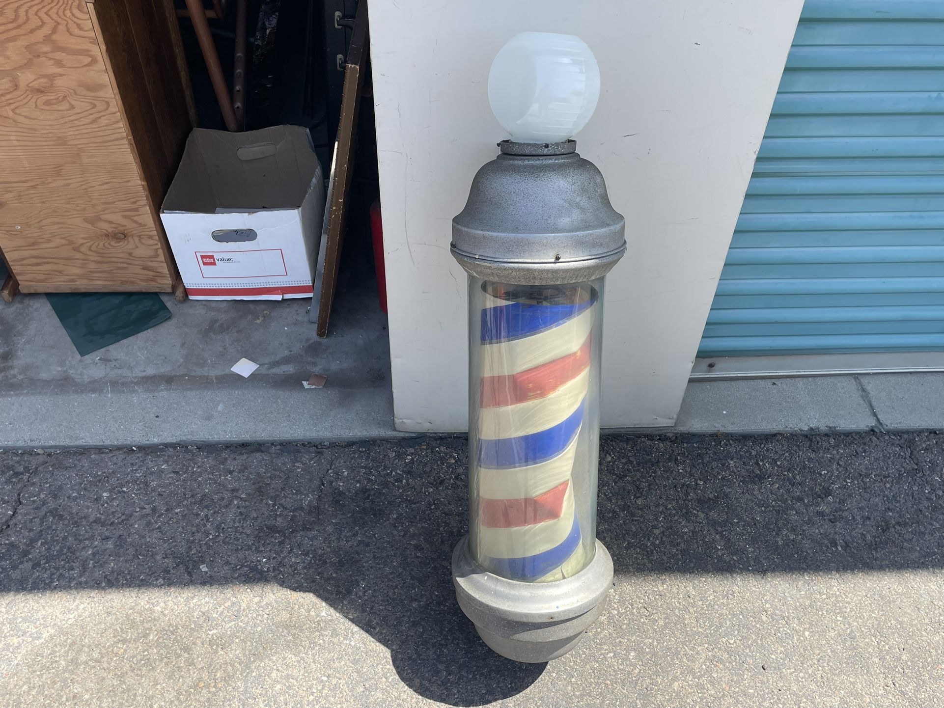 Vintage Barber Pole Light Rotating Display Rose Supply