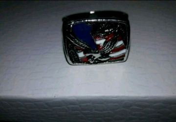 STAINLESS STEEL EAGLE/FLAG RING