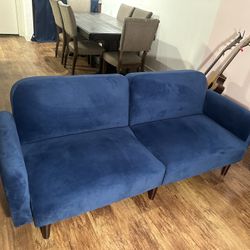 Navy Blue Velvet Couch/ Futon 