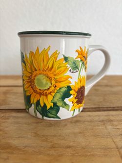 Vintage 1991 Potpourri Designs Sunflower Coffee Mug S W Liu Ceramic Tea Cup