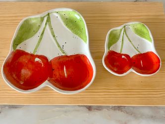 2 small Ceramic Cherry Plates