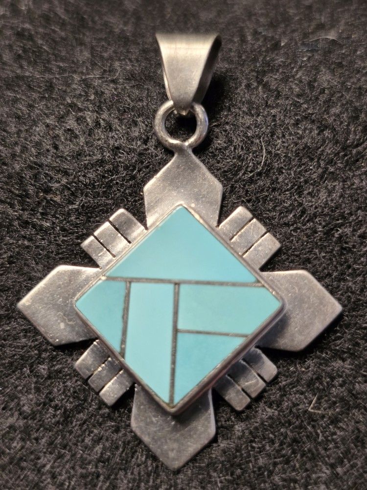 Sterling Silver Pendant With Turquoise Pendant