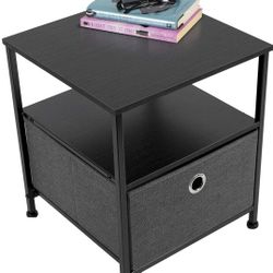 Sorbus Nightstand 1-Drawer Shelf Storage- Bedside Furniture & Accent End Table Chest for Home, Bedroom, Office, College Dorm, Steel Frame, Wood Top, E