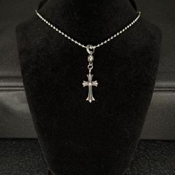 Chrome Hearts Classic Cross with Floral Ball Necklace 