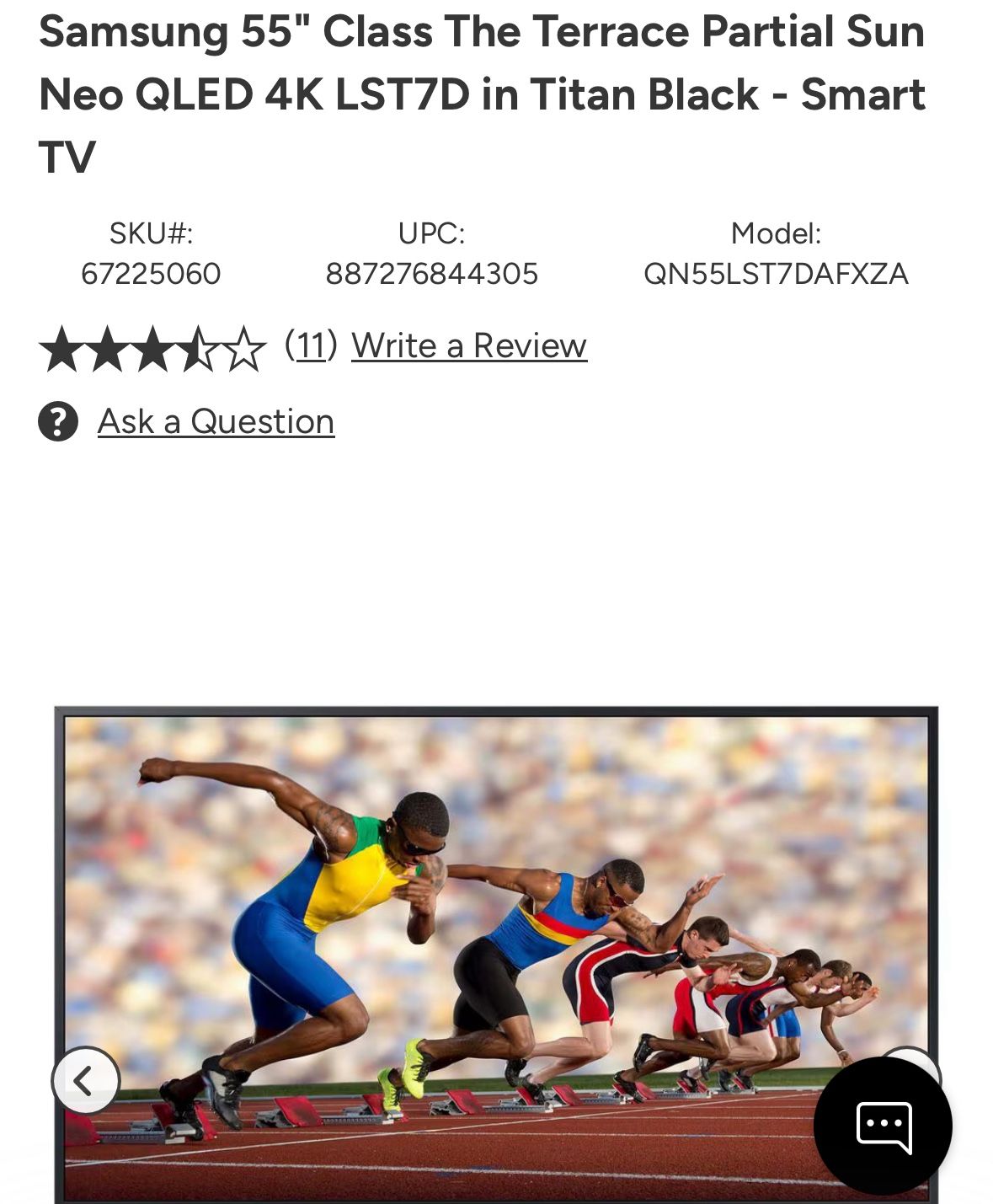 Samsung Terrace Outdoor Smart TV. Like New