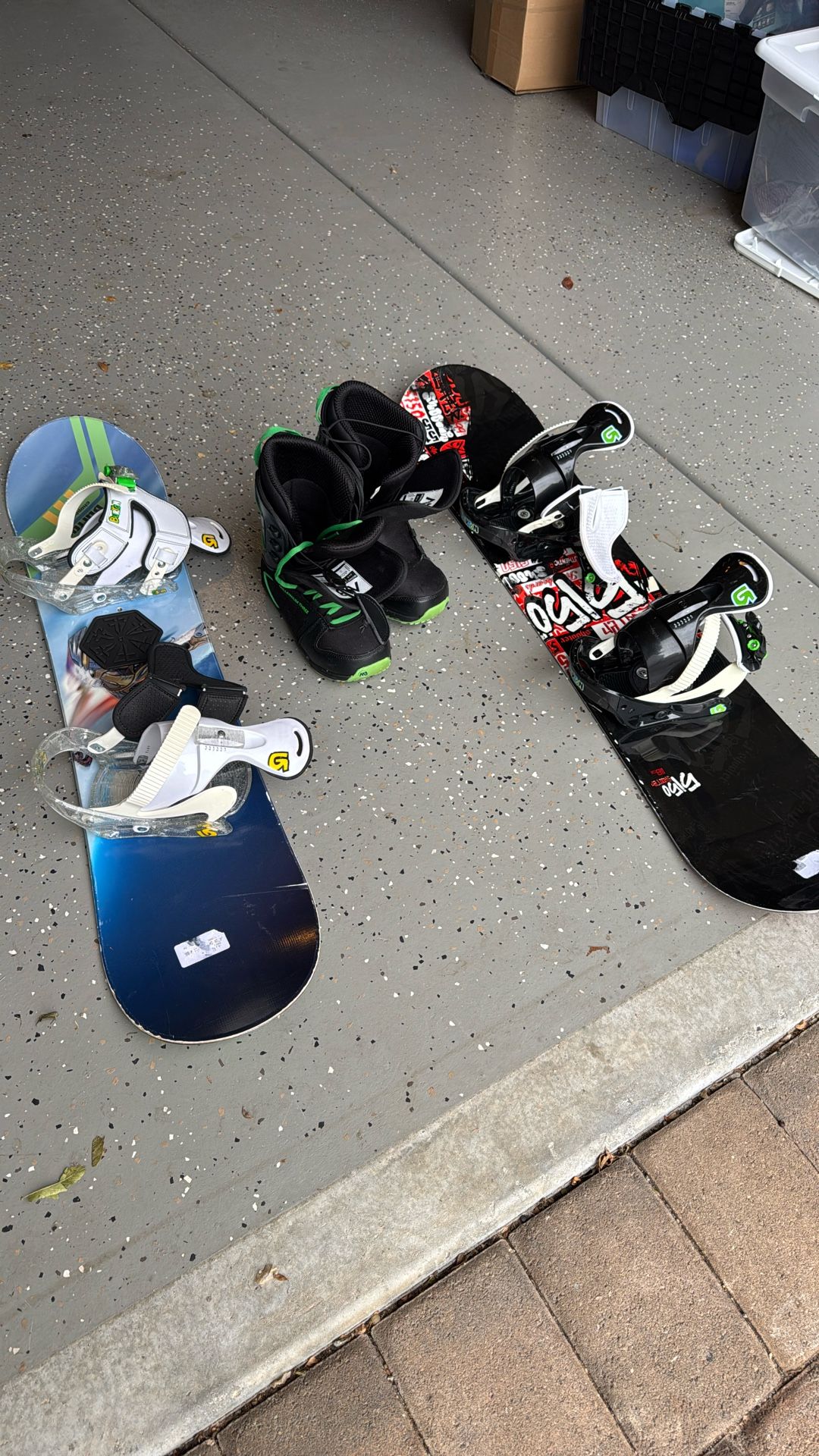 Burton And 5150 Kids Snowboards, And Millennium 3 Boots