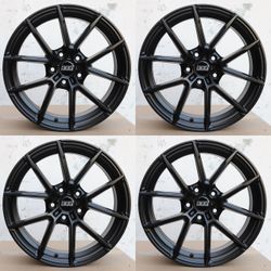 18 INCH SQUARED SET BBS STYLE WHEELS RIMS 18X8 +38 (5X114.3) CB: 73.1 BLACK