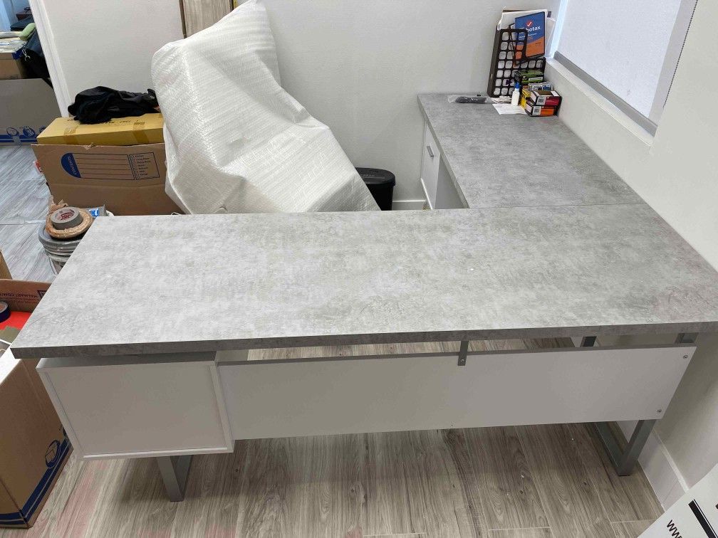 L Shaped Desk, Filing Cabinet & Computer Workstation