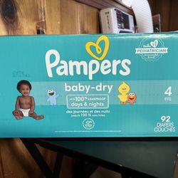 New……Pampers Baby Dry Diapers Super Pack - Size 4 - 92ct