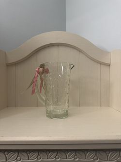 Vintage Glass Heart Etched Pitcher ❤️