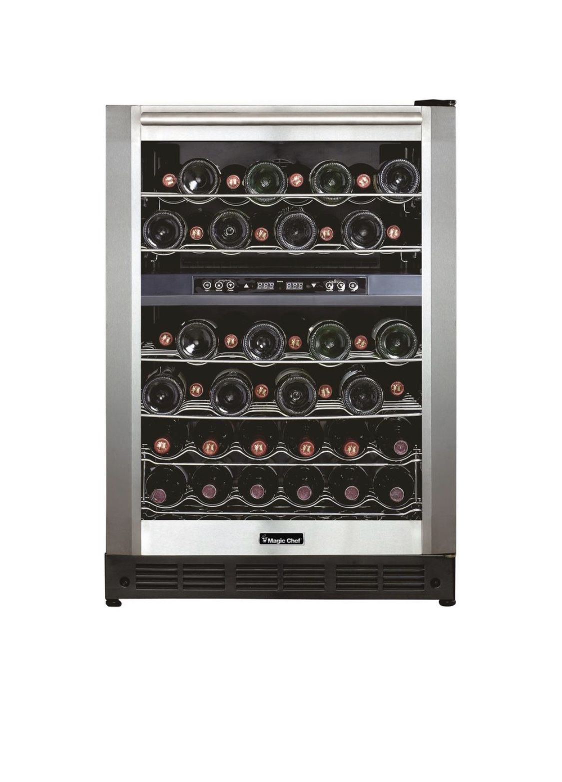 Magic Chef 44 Bottle Dual Zone Wine Cooler in Stainless Steel