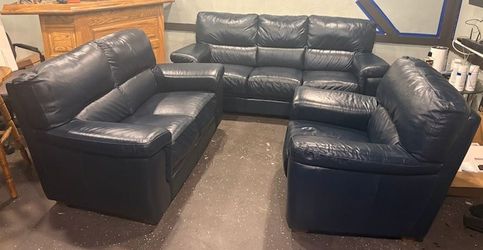 Blue 4pc Leather sofa set
