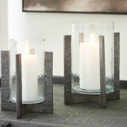 .. Garekton Clear/Pewter Finish Candle Holder, Set of 2
Ashley