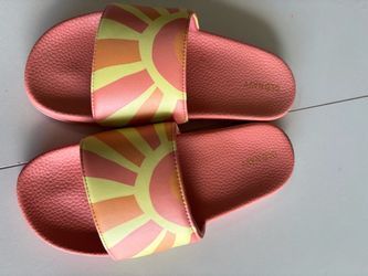Old Navy Slide Sandals Pink Sun Print