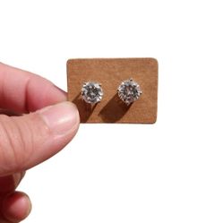 Vintage Silver Toned Bling Solitaire Post Earrings