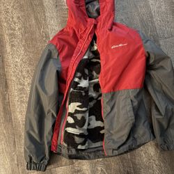 Eddie Bauer Boys 10/12 Raincoat With Removable Lining