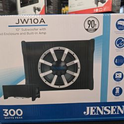 Jensen 10" Sub Enclosure Box And Built-in Amp