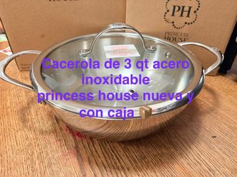 Cacerola de 3 qt acero inoxidable 👉 princess house todo nuevo y con caja 📦