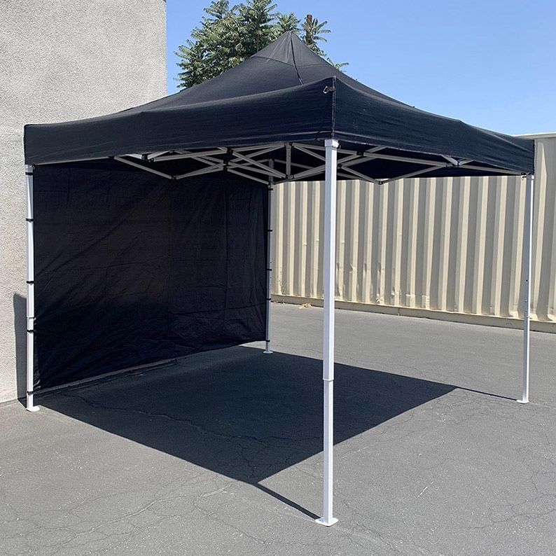 $110 (New in Box) Heavy duty 10x10 ft canopy with (1 sidewall) ez popup party tent w/ carry bag (red, blue)