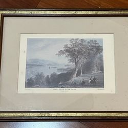 Framed “View from Hyde Park - Hudson River” Antique Engraving - New York c1837