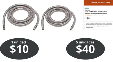 1/4 in. COMP x 1/4 in. COMP x 120 in. Stainless Steel Ice Maker Connector
