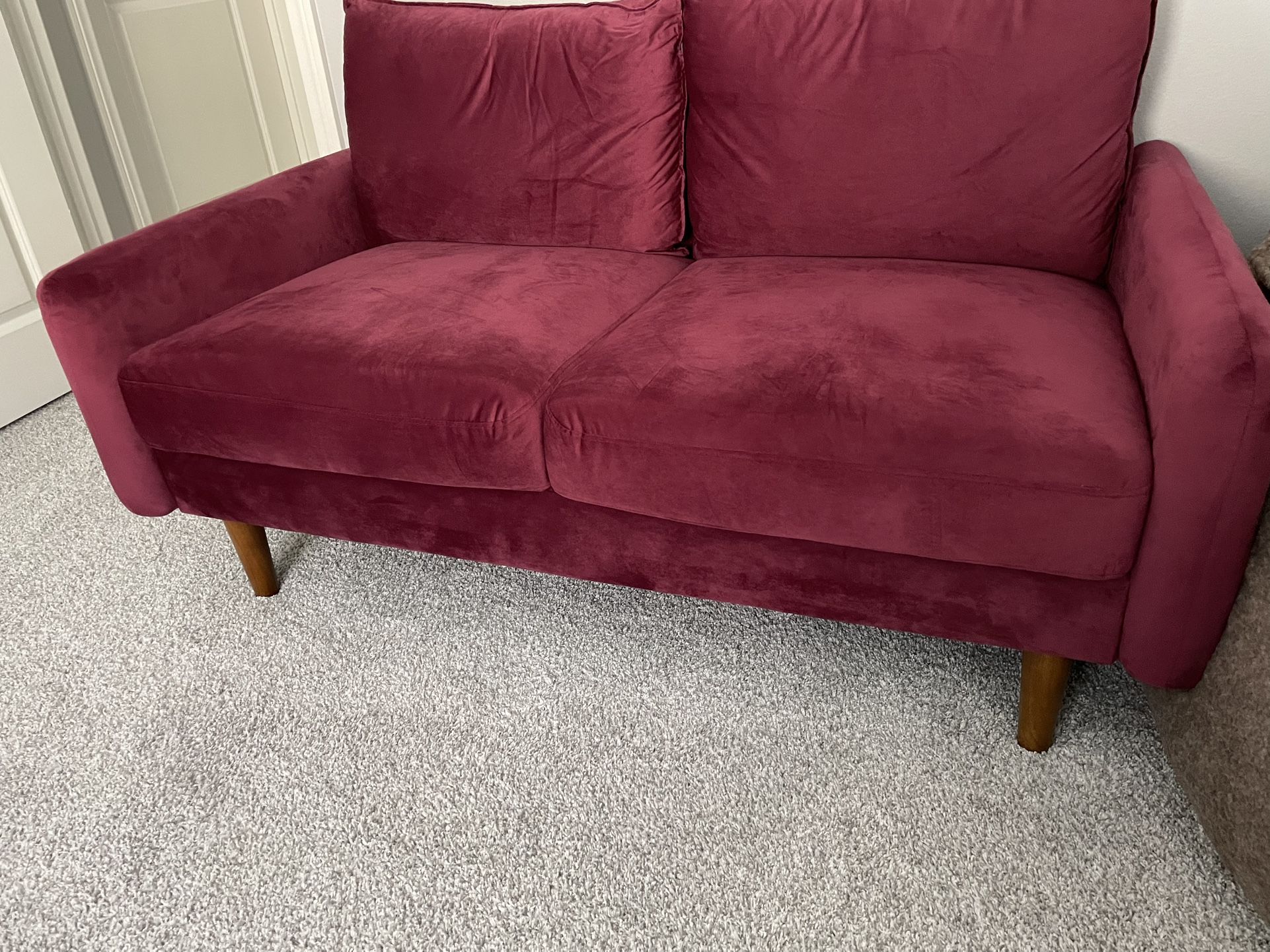 56.3" Wide Velvet Round Arms Loveseat