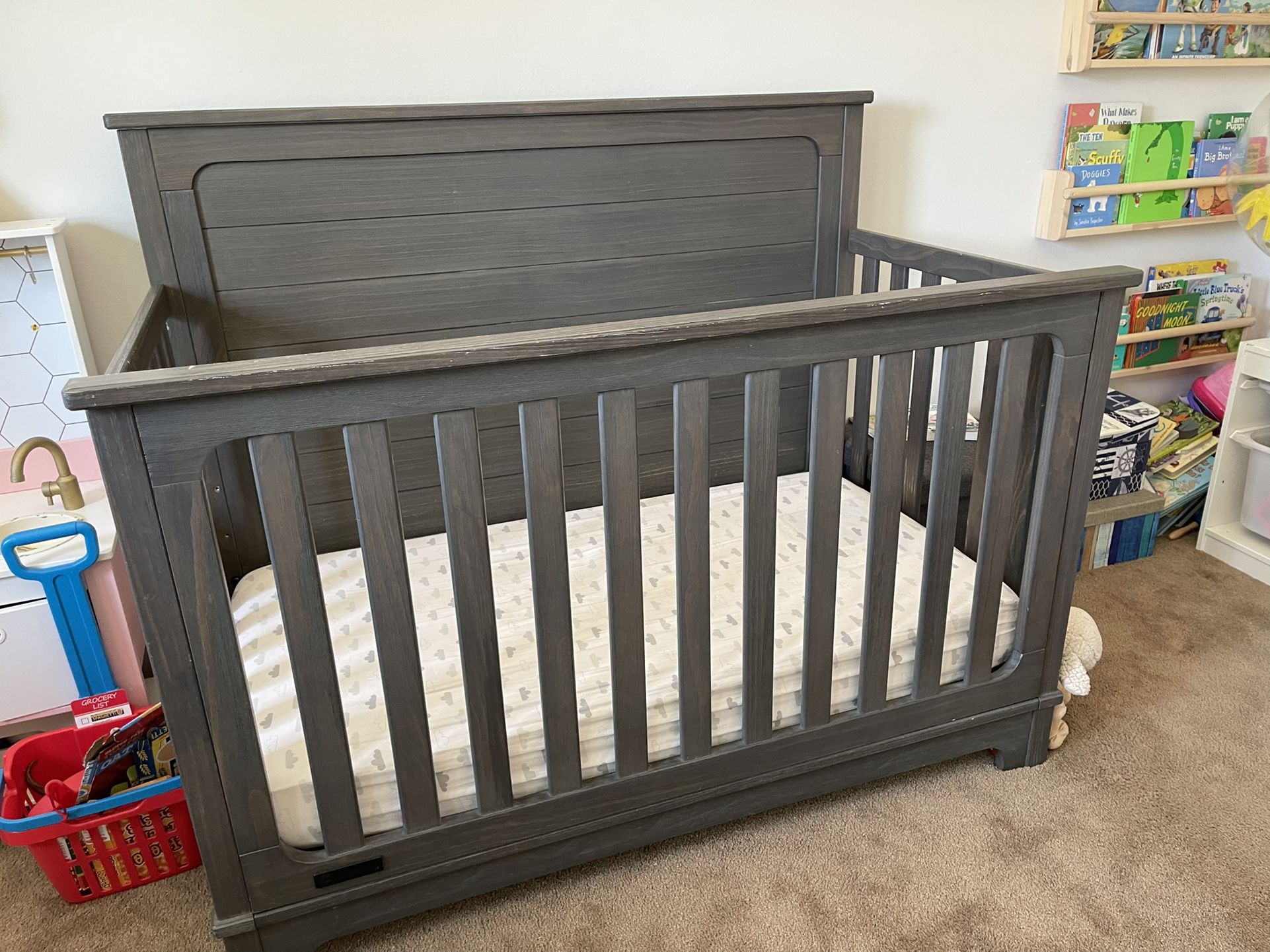 Simmons Kid’s Slumbertime 4 In 1 Convertible Crib Rustic Gray for Sale
