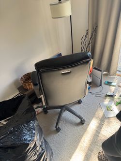 Black Leather Office Chair with Wheels