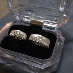 Wedding Bands His And Hers Silver White Gold 