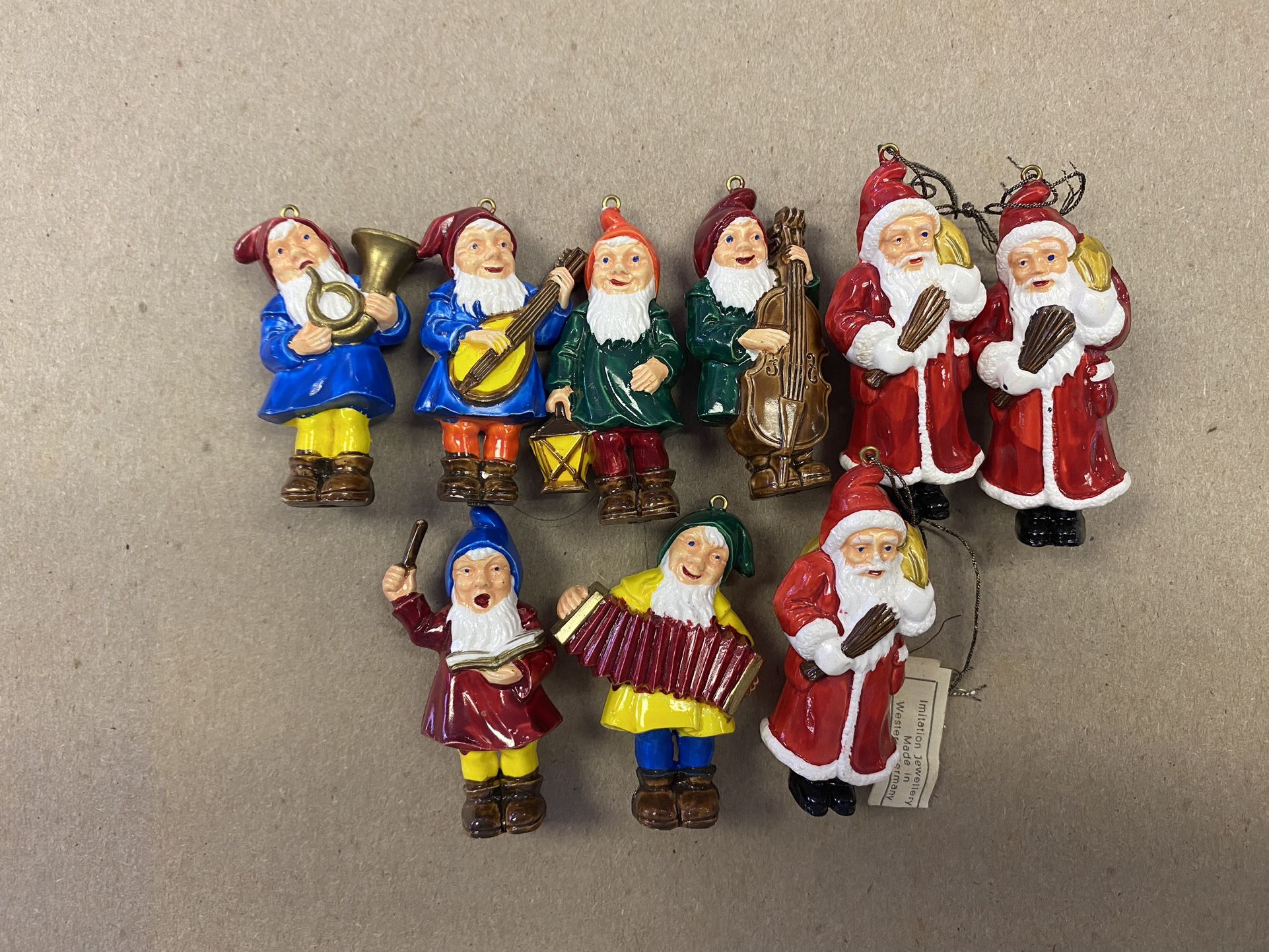 Vintage Christmas ornaments..tiny blow mold ..made in western Germany ..1940 era 