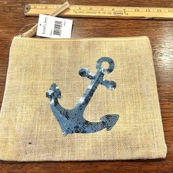 Anchor Sequin Pouch NWT