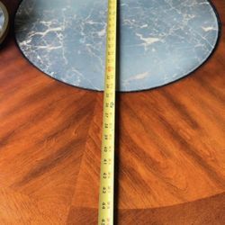 Tall 4-Chair Dining Table – Wood, Leather, Rotating Marble Center