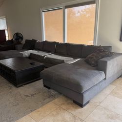 High End Goose Down Huge Sectional Couch w/ Dual Chaise Lounges